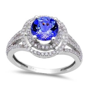 white gold tanzanite and diamond ring